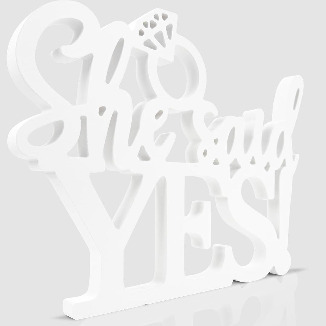 Engagement Party Decorations She Said Yes Wooden Sign Letter Cutouts Table Centerpieces Engagement White Photo Booth Props for Bachelorette Wedding Bridal Shower Party(13x10.2inch)