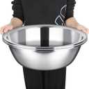 Nuogo 2 Pack 17 Quart Large Mixing Bowl Oversized All Purpose Stainless Steel Mixing Bowl Metallic Flat Base for Home Commercial Prepping Baking Marinating Cooking Brining