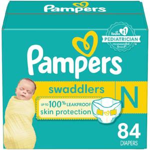 Pampers Baby Diapers - Swaddlers - Size 0, 84 Count, Ultra Absorbent Disposable Newborn Diaper