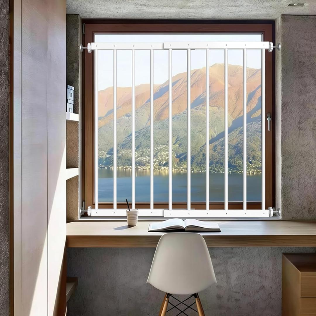 WAOWAO Window Safety Guards for Children Kids Child Toddler Pets Extra Wide White Tension Security Window Guard Gate for Home Fit 19.49-33.60" Sliding Windows (2Pieces)