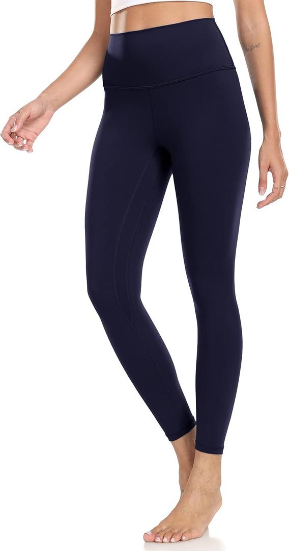 Colorfulkoala Women's High Waisted Tummy Control Workout Leggings 7/8 Length Ultra Soft Yoga Pants 25" (Medium, Navy)