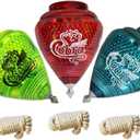 3 Pack Jumbo Cobra Durable Plastic Spin Tops for Kids Metal Tip Made in Mexico - Trompo Mexicano Jumbo Cobra Plico Durable & Punta de Metal (Pack of 3 Assorted Colors)
