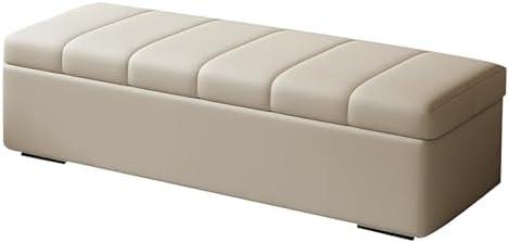 Rectangular Footstool, Ottoman Bench, Bedroom Bench with Storage, Bench for End of Bed, for Living Room, Bedroom(White,51.2in/130cm)