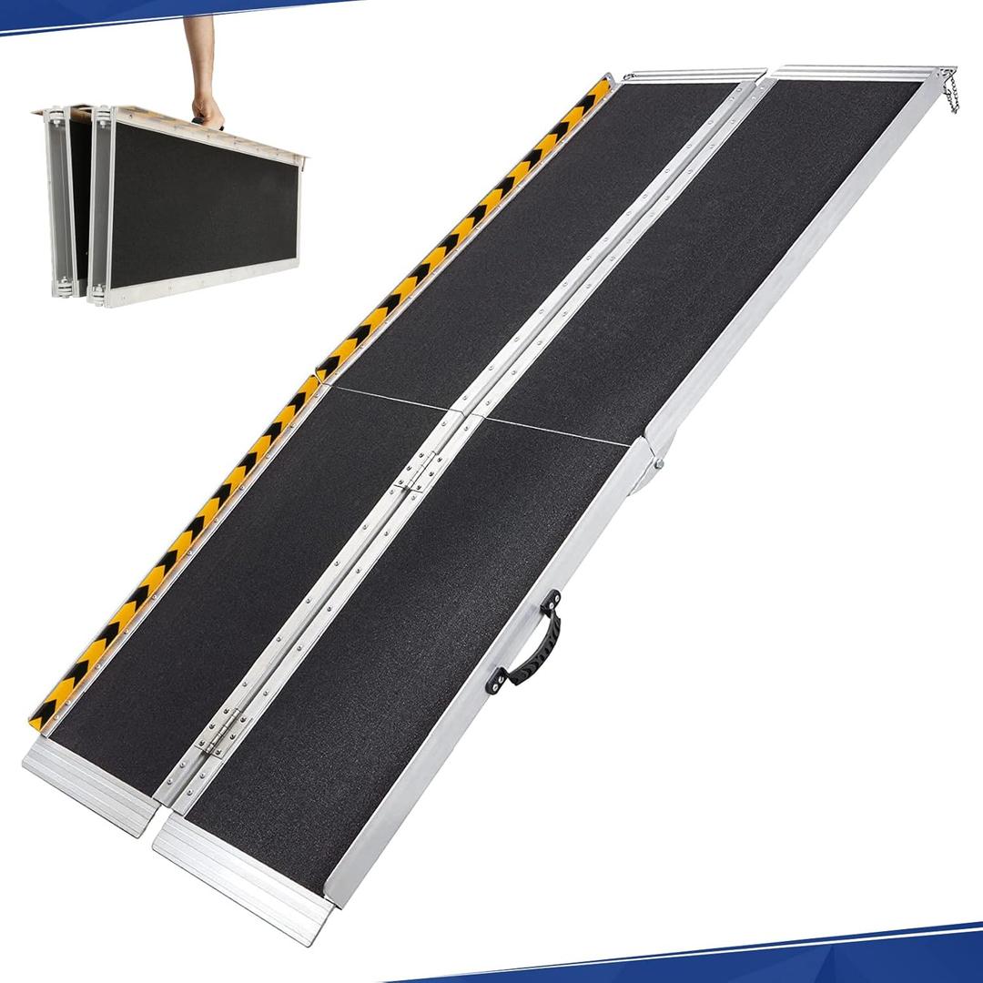 PENSUN 7FT Wheelchair Ramp, 84" L x 29" W Threshold Ramps, Non-Skid Portable Foldable Wheelchair Ramps for Steps, Lightweight with Handle, for Home, Stairs, Doorways, Curbs / 600lbs Capacity (7FT)