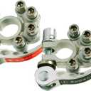 Ampper Brass Quick Release Battery Terminal Connector Clamps, 4 Way Top Post Battery Terminal Protector Set for SAE/JIS Type A Posts (Tinned Brass, 1 Pair)