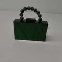 KUANG! Women Acrylic Clutch Purse Evening Bag Marbling Handbags Crossbody Bag with Pearl Chain for Banquet Party (Dark Green)