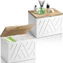 2Pcs Tampon Holder for Bathroom Decor, Feminine Product Organizer, Shark Week Tampon Storage with Lid, Wood Pad Box for Toilet, Lady Girl Stuff Organizer Case Bathroom Accessories- White