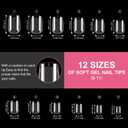 MEKK Short Square Nail Tips,240PCS Full Cover Half Matte Soft Gel Nail Tips,Pre-Shaped Nail Extensions for Home DIY & Salon Use - 12 Sizes