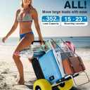 PYY Beach Cart with 13" Big Balloon Wheels for Sand - 352LBS Loading Capacity, Lightweight Folding Aluminum Beach Dolly Wagon Trolley Buggy with 15"*23" Large Cargo Deck, 33"-51.6" Adjustable Handle