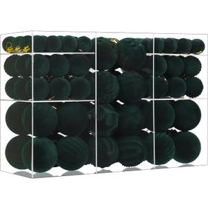 100 Pcs Christmas Velvet Balls Set, Christmas Balls Decorations, Flocked Hanging Ornaments for Xmas Tree Wedding Anniversary Party (Dark Green)