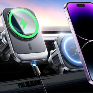 LISEN for MagSafe Car Mount Charger for iPhone 16, 15W Wireless Universal Vent Charger for iPhone 16 Car Accessories Magnetic Phone Holder Mount, Fits iPhone 16 15 Pro Max (Black)