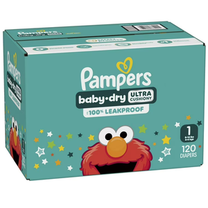 Pampers Diapers - Baby Dry - Size 1, 120 Count, Absorbent Disposable Infant Diaper