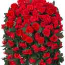 Artificial Geraniums Fake Hanging Flowers Plants Basket for Outdoors Spring Summer Outdoor Decor, 3PCS Faux Silk Geraniums Vines in Planter Realistic UV Resistant for Outside Balcony Patio Porch Home (Red)