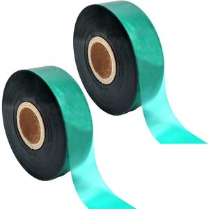2 Rolls Stretch Tie Tape Garden Tie Tape Thick Plant Ribbon Garden Green Vinyl Stake for Indoor Outdoor Patio Plant Use, 1 Inch Wide by 150 Feet Long