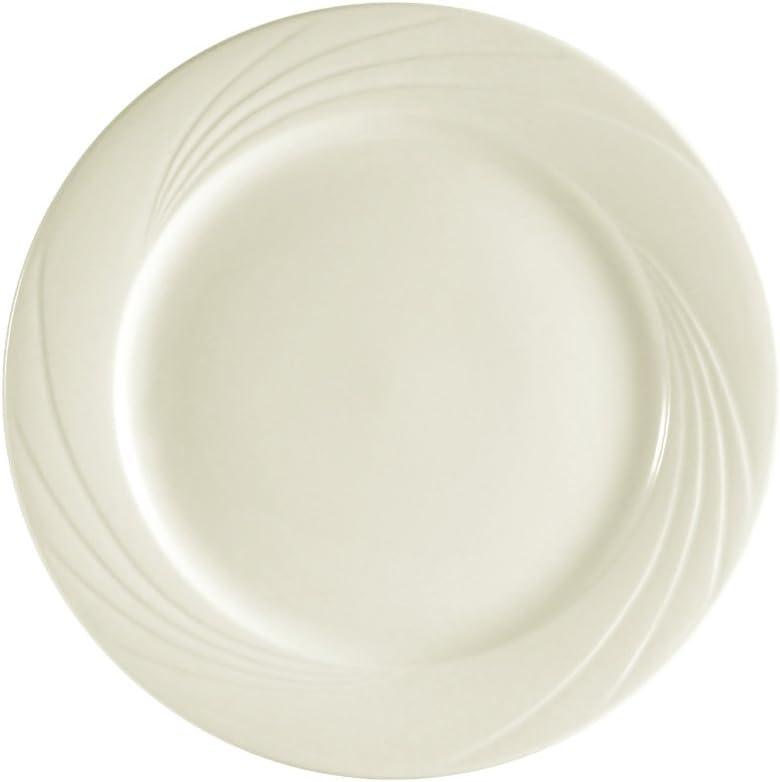 CAC China GAD-21 Garden State 12-Inch Bone White Porcelain Plate, Box of 12