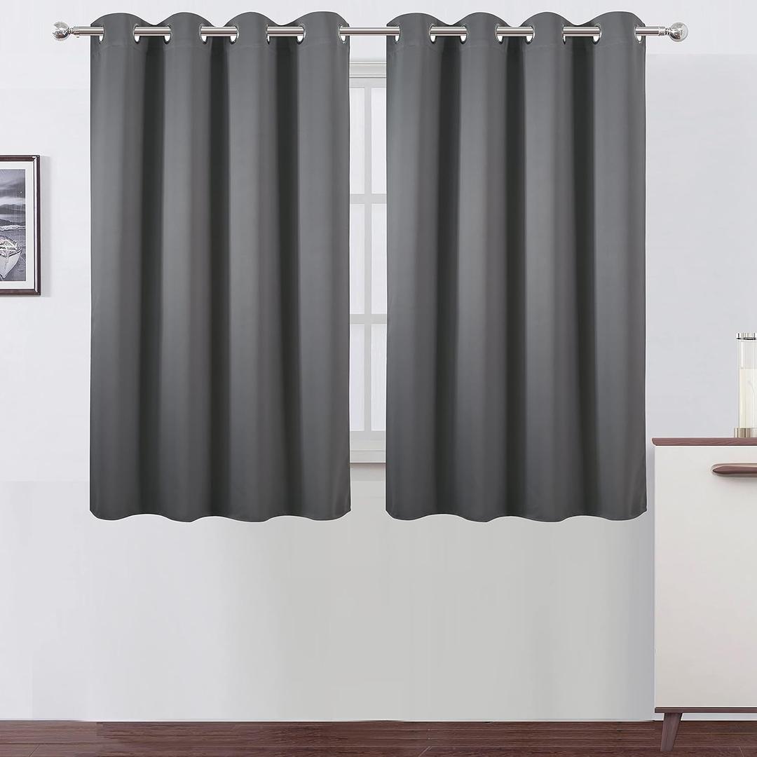 LEMOMO Frost Grey Blackout Curtains/52 x 45 Inch Length Kids Curtains/Set of 2 Panels Grommet Bedroom Curtains for Living Room (52"W x 45"L (Pack of 2))