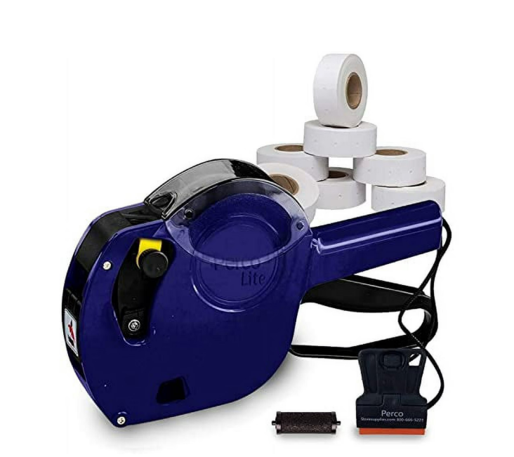 Perco Lite 1 Line Dater Gun Kit  Includes 5,000 Blank White Labels, 2 Ink Rollers, 1 Ink Roll and Labels PreLoaded
