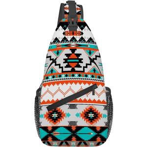 Sling Bag for Women Men, Aztec Pattern Fanny Pack Crossbody Backpack Shoulder Belt Bags Chest Purses for Travel Hiking Cycling