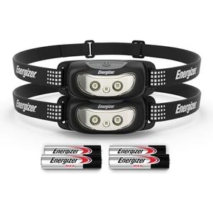 Energizer Universal Plus LED Headlamp, Lightweight Bright Headlamp for Outdoors, Camping and Emergency Light for Adults and Kids, Includes Batteries, Pack of 2