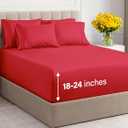 Extra Deep Queen Sheet Set - 6 Piece Breathable & Cooling Sheets - Hotel Luxury Bedding Set w/18-24 Inch Extra Deep Pockets - Easy & Secure Fit - Super Soft, Wrinkle Free and Comfy - Red, Queen Size (26 - Red)