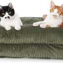 FUKUMARU Dog Couch Bed, Corduroy Cozy Cat Bed for Indoor Cats with Washable Cover, 28in Waterproof Orthopedic Dog Beds Sofa for Small Dogs and Large Cats, Cute Warm Cotton Pet Sofa, Green, 28.3"Lx20.5"Wx9"Th