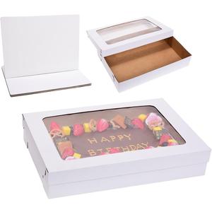 Full Sheet Cake Boxes with Thick Cake Boards 26x18x5 Inch 3 Pack