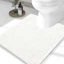 Smiry Luxury Chenille Toilet Rugs U-Shaped 24x20, Soft Absorbent Non-Slip Contour Bathroom Rugs for Toilet, Machine Washable Contoured Bath Mats, Ivory