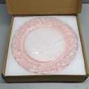 13" Pink Charger Plates, Set of 6 Plastic Textured Chargers for Dinner Plates with Embossed Rim, Table Décor, Party, Wedding, Holiday (FD08P)
