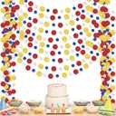 Outus 10 Pieces Colorful Dots Paper Garland Christmas Decor Round Glitter Hanging Confetti Streamers Backdrop for Birthday Classroom Halloween Trunk or Treat Car Decoration (Red,Blue,Yellow)