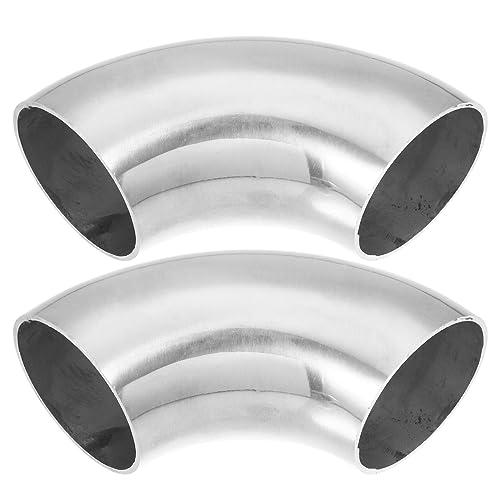 uxcell 2pcs OD 1.75 Inch 90 Degree SS304 Stainless Steel Bend Tube Exhaust Elbow Pipe for Car Modified Exhaust System 0.06" Wall Thickness Piping Silver Tone