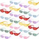 24 Pack Retro Rectangle Sunglasses Bulk with Writing Retro Rectangle Sunglasses Bulk 90s Vintage Glasses Y2k Party Trendy Square Glasses for Swimming Party Decoration Women Men Beach Use