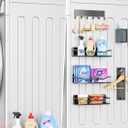 Multifunctional Magnetic Shelf for Washing Machine, Refrigerator, Microwave, and Any Metal Surface, Powerful Magnetic Shelves Include Unique Hollow Design Metal Organizers 6 pcs - Black