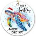 5 x Sea Turtle Ornament 2025 - Sea Turtle Gifts for Women, Men, Beach Christmas Ornaments for Tree, White Elephant Presents, Animal Lover Gifts for Friends Coworker