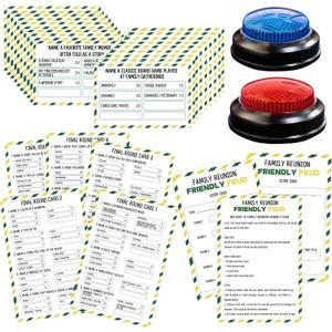 Family Friendly Feud Card Game with 2 Answer Buzzers,Family Reunion Game Night Fun Trivia Quiz for Holiday Gathering Party Office Class Groups Team Building