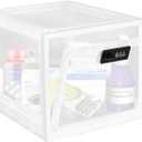 Medicine Lock Box for Safe Medication, Clear Lockable Storage Box for Phone Tablet Office School Home Safety (1Pack White)