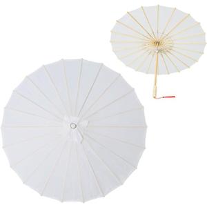 Bestage 33" White Flower Silk Cloth Decoration Handmade Parasol Umbrella Chinese Japanese Asian DIY Art Dance Classical Umbrella for Wedding Parties Photography Costumes Cosplay (White)