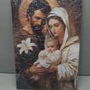 Holy Family Canvas Wall Art Catholic Decor Jesus and Virgin Mary Picture Christian Painting Print for Home Living Room Bedroom Church Wall Decor Framed - 16.00x24.00 inch