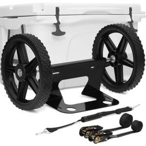 Upgraded Cooler Wheel Kit, Universal Cooler Cart Kit for Heavy-Duty Coolers,15.5 in to 17.5 in Wide Coolers, All Terrain 12 Inch Wheels&Ratchet Straps, Roller Accessories for Camping & Beach