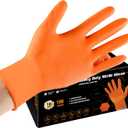 TREEGO 10 Mil Black Nitrile Gloves Heavy Duty  Raised Diamond Texture Grip, Latex Free Disposable Mechanic Work Gloves, Large, 100 Count