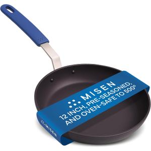 Misen 12 Inch Pre-Seasoned Carbon Steel Pan  Lightweight, Durable, Naturally Nonstick Skillet for Versatile Cooking  Oven Safe up to 500F  Ideal for Searing, Sauting, and Frying  Easy to Clean