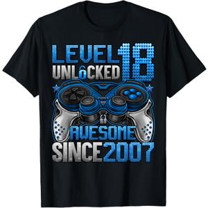 Level 18 Unlocked 18 Year Old Gifts Boys 18th Birthday Boy T-Shirt XL