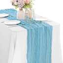 Baby Blue 10FT Cheesecloth Table Runner Boho Gauze Fabric Table Runner Rustic Sheer Runner for Wedding Birthday Baby Shower Party Boho Table Decoration (35" x 120"-1 Pack)