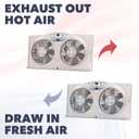 Bionaire Window Fan with Reversible Airflow Blades 3-Speed Settings, Programmable Thermostat, LED Display, Remote Control, Fits 2436" Windows, No Assembly Required