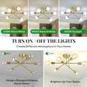 Modern Sputnik Chandelier Ceiling Light Fixtures, 6-Lights 22 Mid Century Industrial Metal Semi Flush Mount for Dining Room, Bedroom, Living Room-Brushed Gold