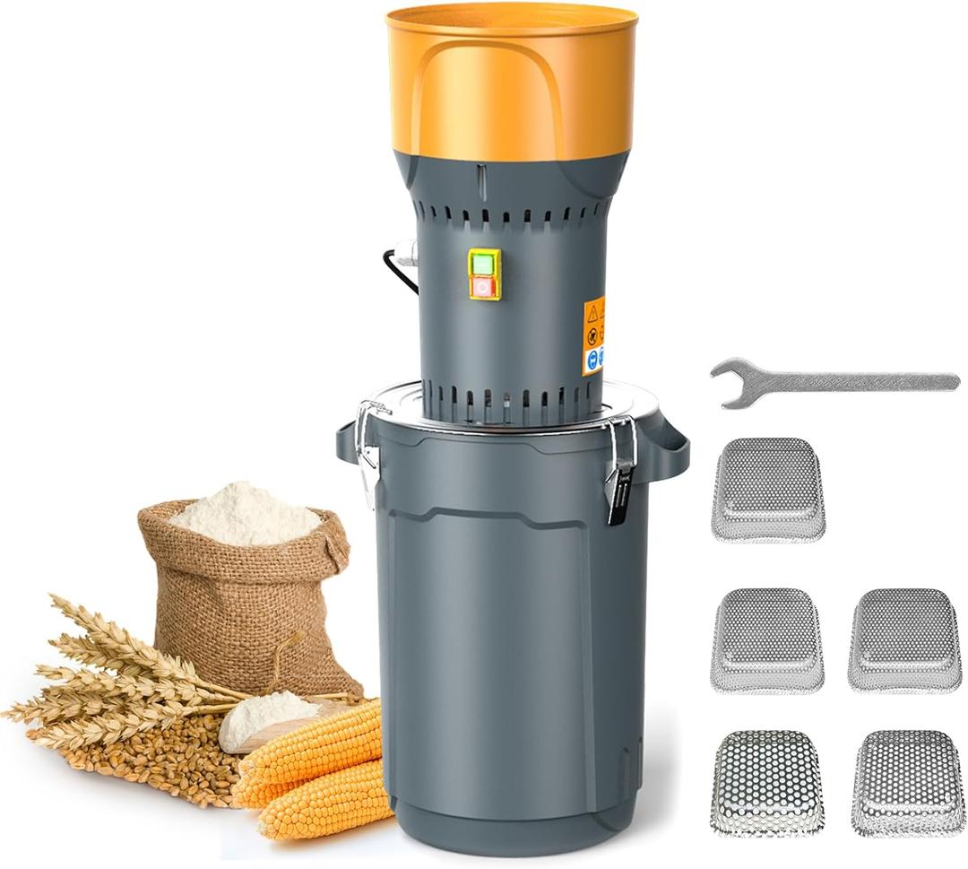 25L Grain Mill Grinder Electric Corn Grinder, Agricultural Feed Grain Mill Grinder for Wheat Corn Spice, 1300W Dust-free Automatic Dry Wheat Mill Grinder with 5 Filter for Home Farm