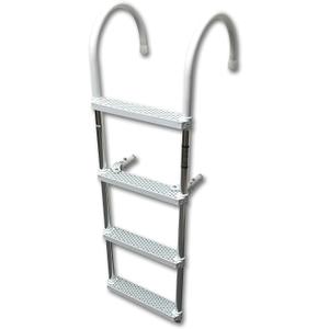 Marine Boat Aluminum White POLYETHYLENE Swim Boarding 4 Steps Ladder Hook 46X15