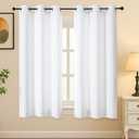 Simplebrand Pure White Light Filtering Curtains for Bedroom 63 Inch Length 2 Panels Set, Thermal Insulated Energy Saving Curtains for Kids Room, Grommet Solid Nursery Window Drapes, W40 x L63