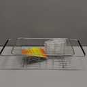Small Dish Drainer Rack in Sink Adjustable, Expandable Stainless Steel Metal Dish Drying Rack Organizer with Stainless Steel Utensil Holder Over Inside Sink Counter, Rustproof(for 1-2 People) (Small15.08*8.39*5.24 Inches)