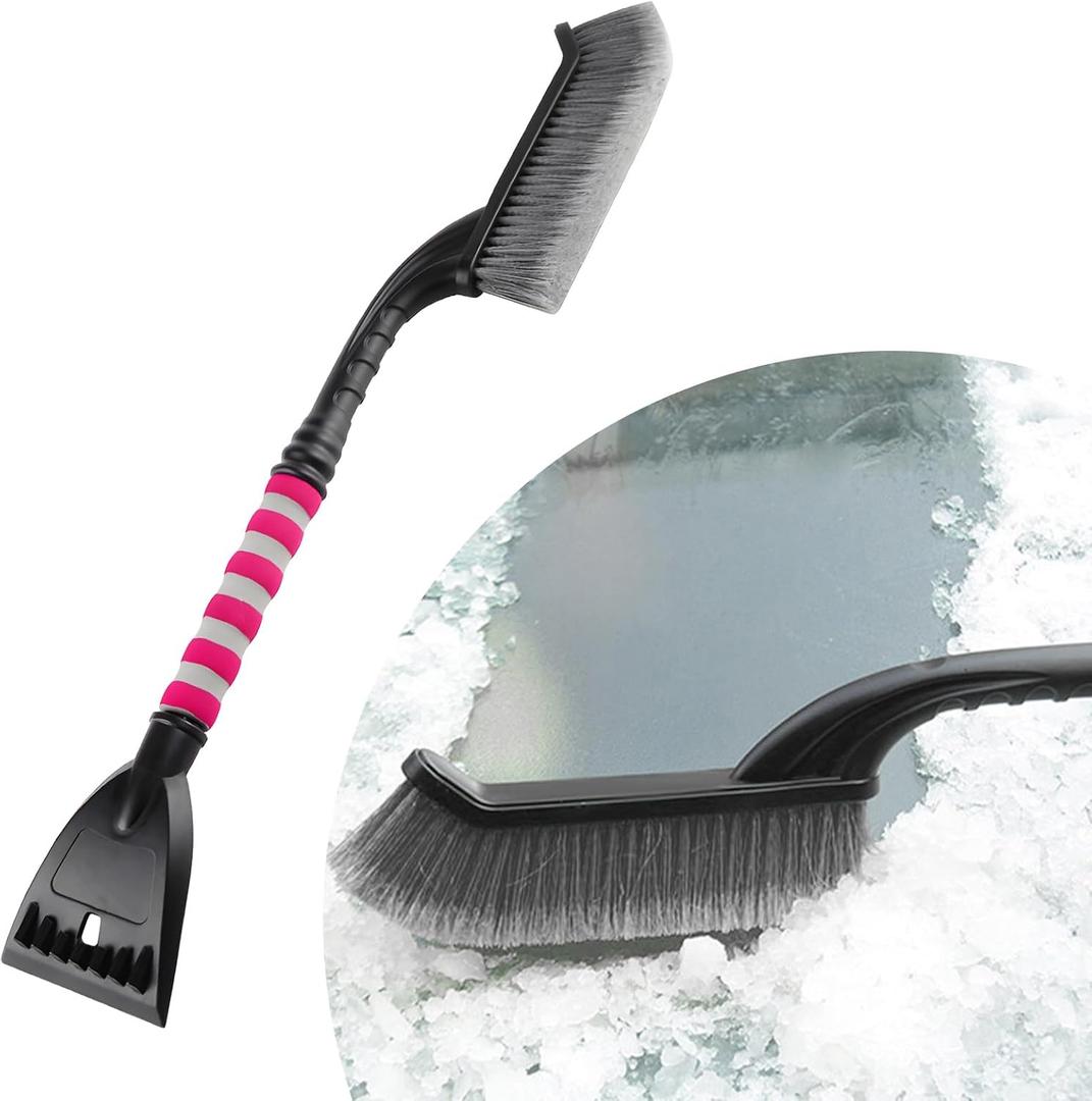 Snow Brush with Ice Scraper, 26 Inches 2-in-1 Detachable Car Windshield Snow Brush, Automotive Multifunctional Ice and Snow Removal Tool, Essential Winter Car Accessories (Gray & Red)