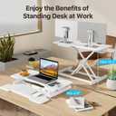 Standing Desk Converter 32 inch, Height Adjustable Sit Stand Desk Riser, Quick Sit to Stand Tabletop Dual Monitor Riser Workstation for Home Office with Keyboard Tray, White